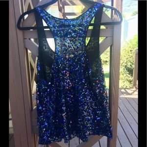 Forever 21 Tops - Forever 21 Blue + Black Sequin Tank Forever 21 Tops - Forever 21 Blue + Black Sequin Tank